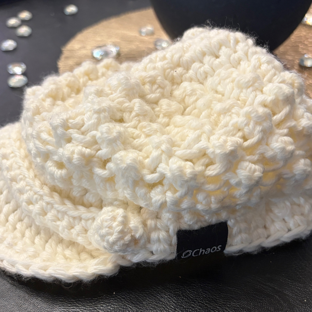 Chaos Cream Crochet Visor Beanie Hat